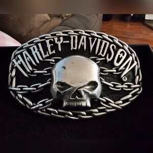 Harley-Davidson Black and Silver Skull Belt Buckle